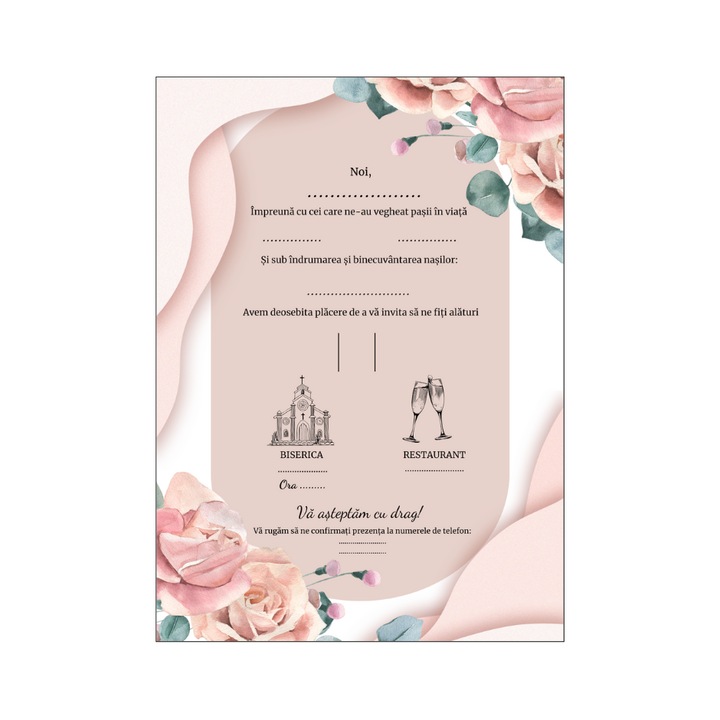 Invitatie nunta 13x18cm cu plic, Model 4
