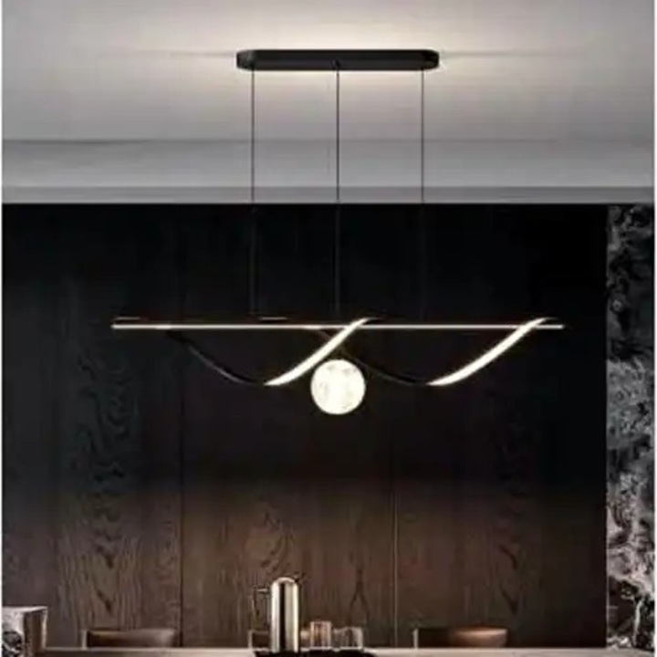 Lustra LED cu 3 tipuri de lumina si telecomanda, neagra, liniara, 156W, intensitate reglabila, lumina rece/neutra/calda, 100x25x100cm, IP21, suspendata, montaj tavan, LED CONCEPT