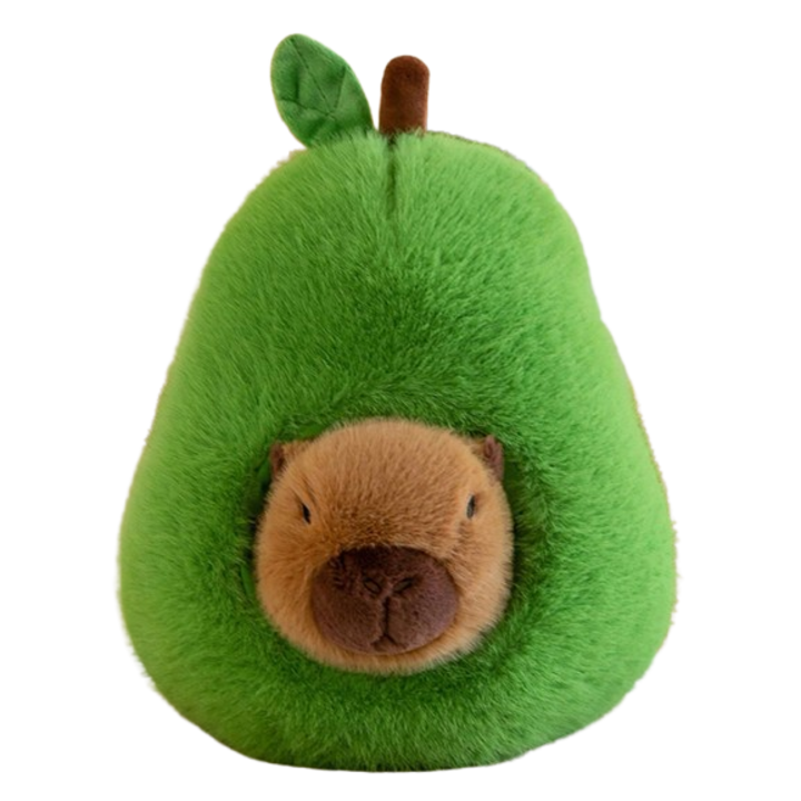 Авокадо Капибара, Плюшена играчка, VICTINY® зелено/кафяво, 35 см /премиум качество