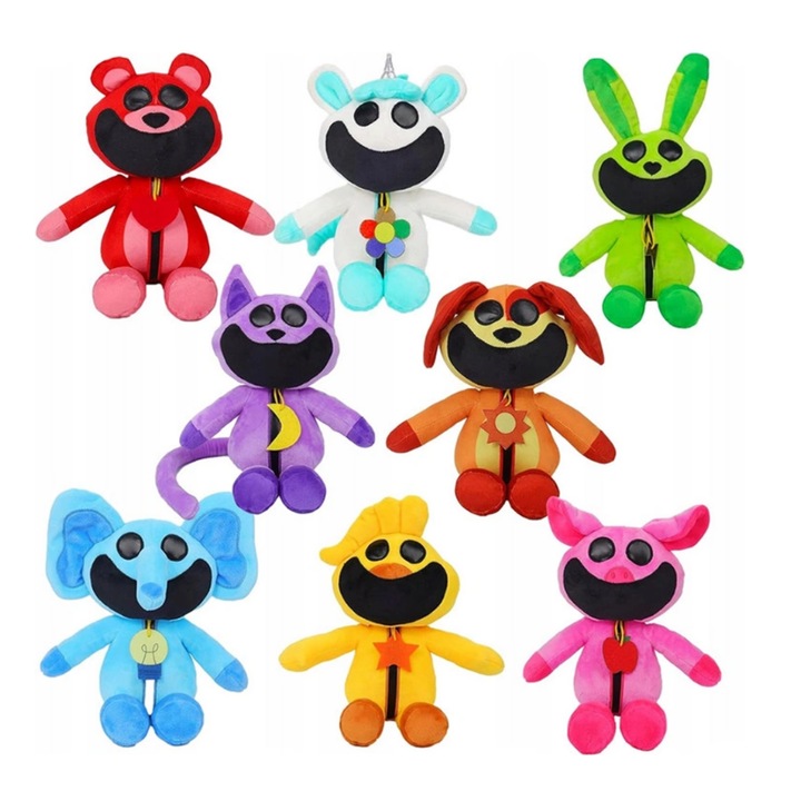 8 db-os plüssjáték készlet, The Smiling Critters horror, első széria, VICTINY, CatNap karakter mellékelve, többszínű, 22/28 cm (a méret és a modell a tételtől függően változhat)
