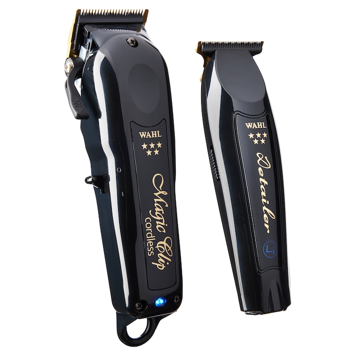 Професионална комплект машинка за подстригване и тример WAHL Cordless Barber Combo, черен