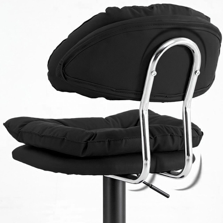 Комплект 2 стола, Quasar & Co., Завъртане на 360 градуса, Регулируема височина, Поставка за крака, Метал/Еко кожа/Дунапрен, Черен