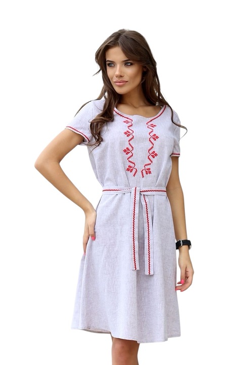 Rochie cu broderie, in, bumbac