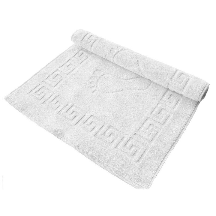 Set 2 prosoape de baie pentru picioare, densitate 550gr, Bumbac 100%, Alb, 50x70 cm