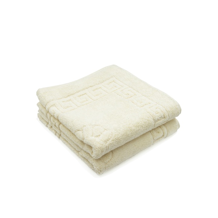 Set 2 prosoape de baie pentru picioare, densitate 550gr, Bumbac 100%, crem, 50x70 cm