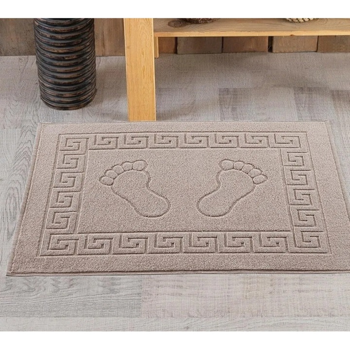 Set 2 prosoape de baie pentru picioare, densitate 550gr, Bumbac 100%, bej, 50x70 cm