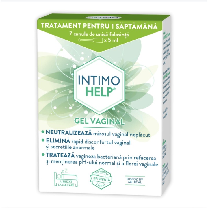 Gel vaginal IntimoHelp tratament pentru o sapatamana 7 canule x 5 ml, Zdrovit