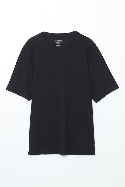 LC WAIKIKI, Tricou de bumbac cu decolteu rotund, Negru