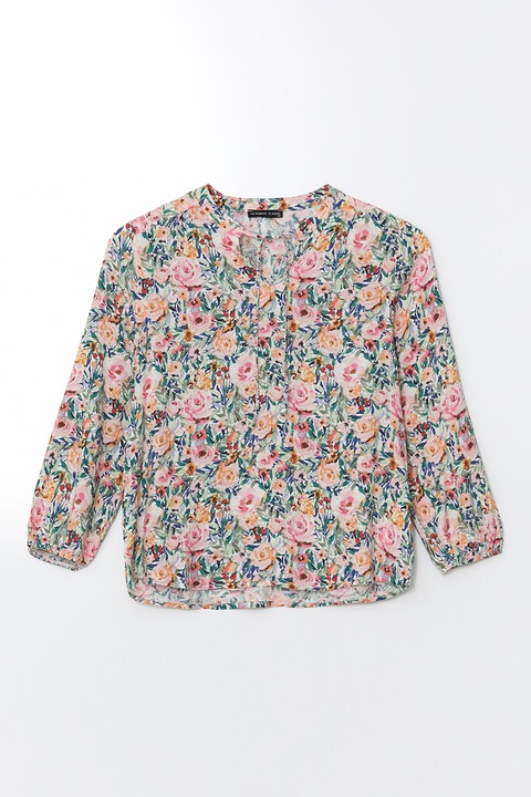 LC WAIKIKI, Bluza cu model floral si snururi laterale, Multicolor
