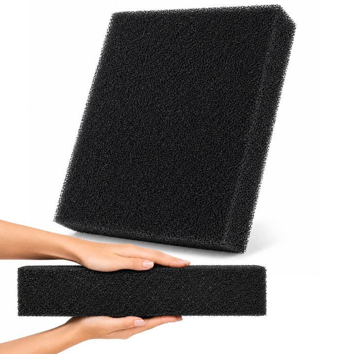 Burete premium material filtrant pentru iazuri sau acvarii, 50x50x10 cm, Ocean Free, culoare neagra, densitate 15 PPI