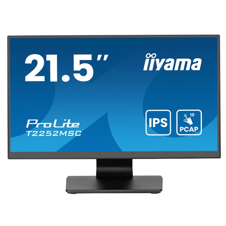Monitor Iiyama IPS LED 21,5" T2252MSC-B2AG, HDMI, DipslayPort, érintőképernyő, hangszórók (fekete)