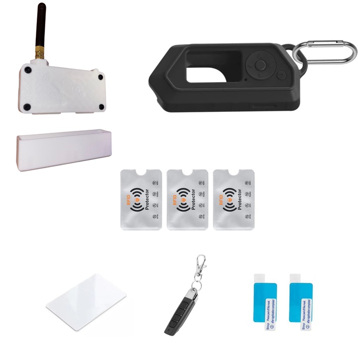 Set Accesorii Flipper Zero-Husa Silicon Neagra V2, Carcasa placa Wi-Fi DEV Alba, Antena 3Dbi 433Mhz, 2 Folii Display, Telecomanda Programabila 433Mhz, Card RFID 13.56MHz Rew, 3 Protectii Rfid, UnderShop®