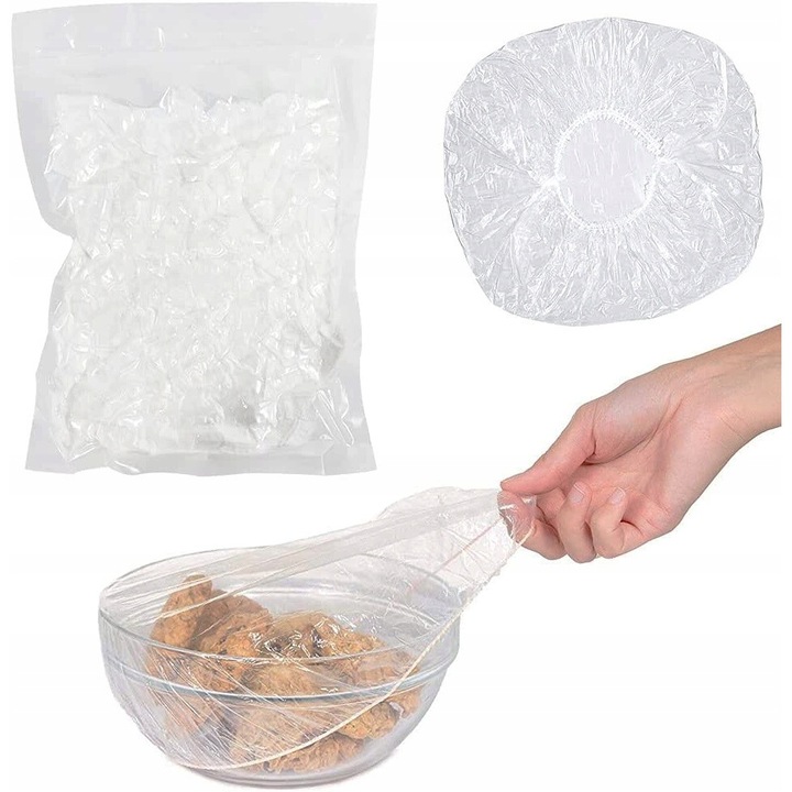 Átlátszó hűtőtáskák, polietilén, 100 darab, 22 cm átmérő, újrafelhasználható, vízálló és nem mérgező, átlátszó
