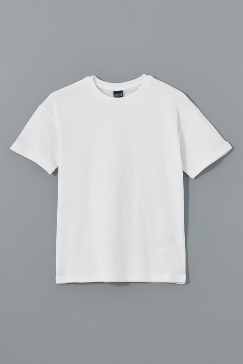 LC WAIKIKI, Tricou cu decolteu la baza gatului si model uni, Alb optic, 110-116 CM