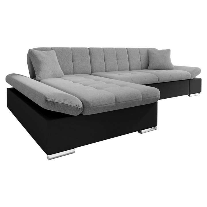 Coltar rabatabil Laviva Stanga, MIRJAN24, negru + gri, 161x278x76 cm