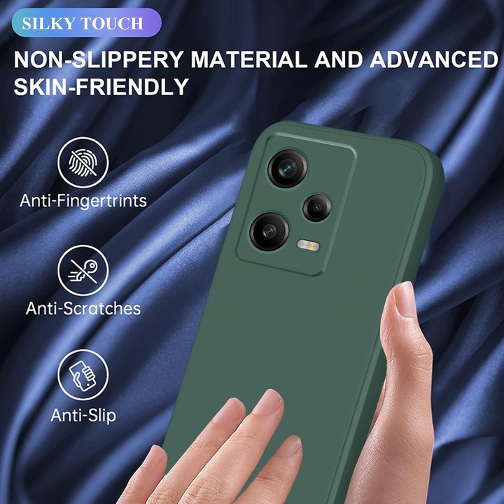 Husa de Protectie, Southern Sky, pt. Xiaomi Redmi Note 12 Pro 5G, Liquid Silicone, cu Microfibra pe Interior, Protectie Antisoc, Dedicat Incarcare Wireless, Verde