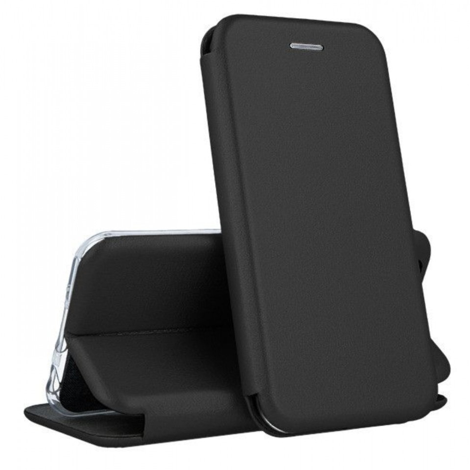 Husă Flip Leski pentru iPhone XR, piele ecologică, negru