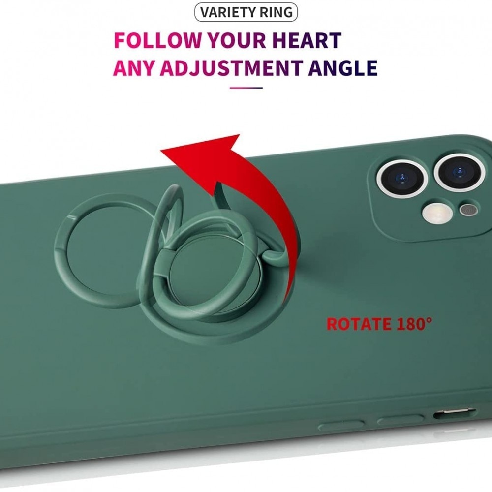 Husa protectie compatibila cu Samsung A32 4G Liquid Silicone Ring cu suport rotativ Verde