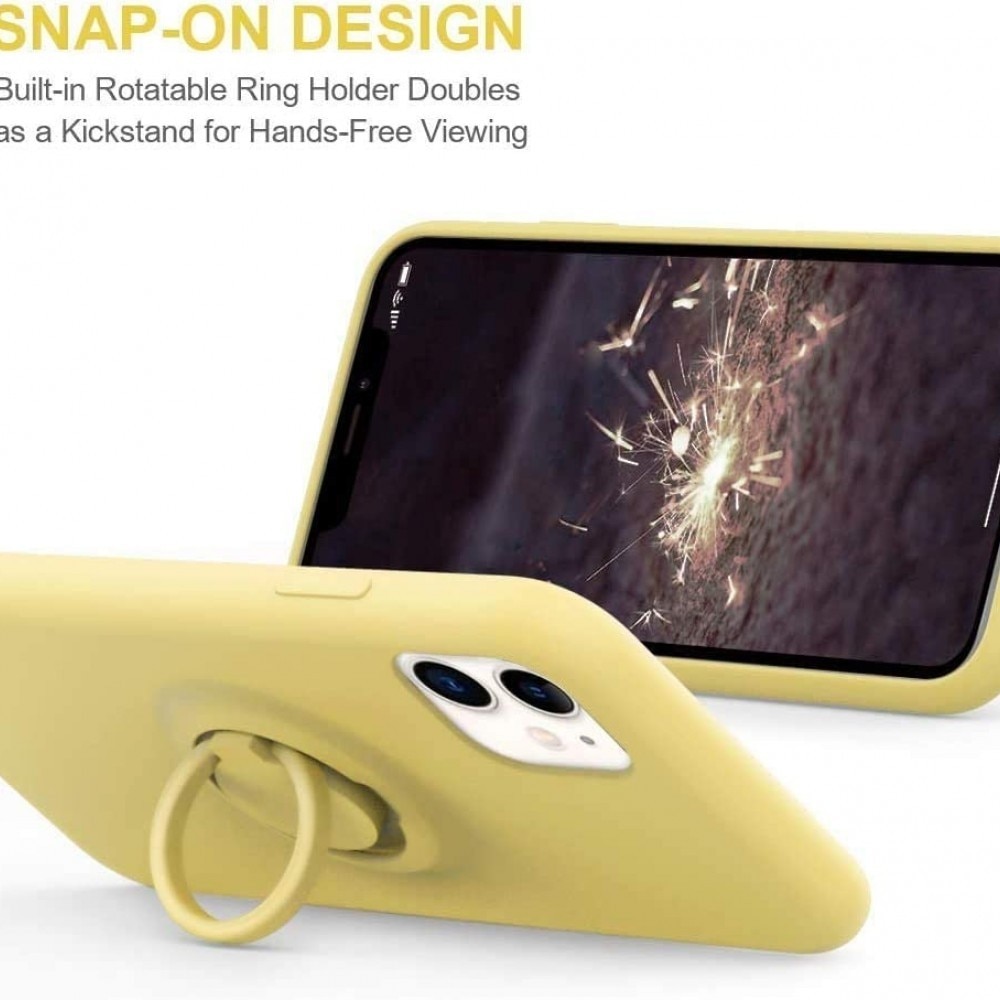 Husa protectie Flippy compatibila cu Samsung A20E Liquid Silicone Ring cu suport rotativ Galben