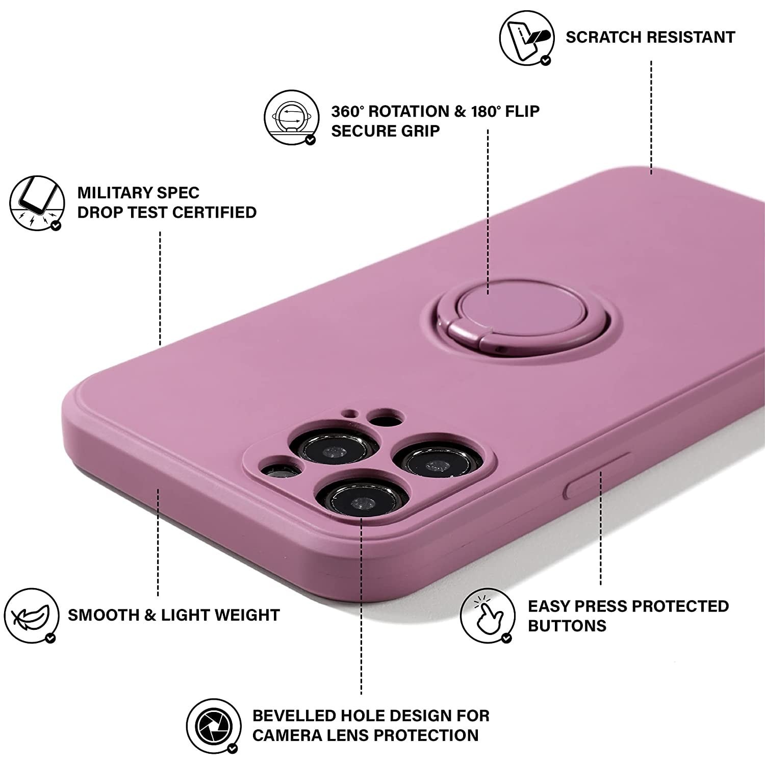 Husa protectie compatibila cu Samsung Galaxy A52 Liquid Silicone Ring cu suport rotativ Mov