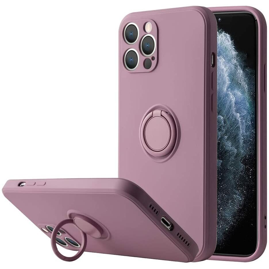 Husa protectie compatibila cu Samsung Galaxy A52 Liquid Silicone Ring cu suport rotativ Mov