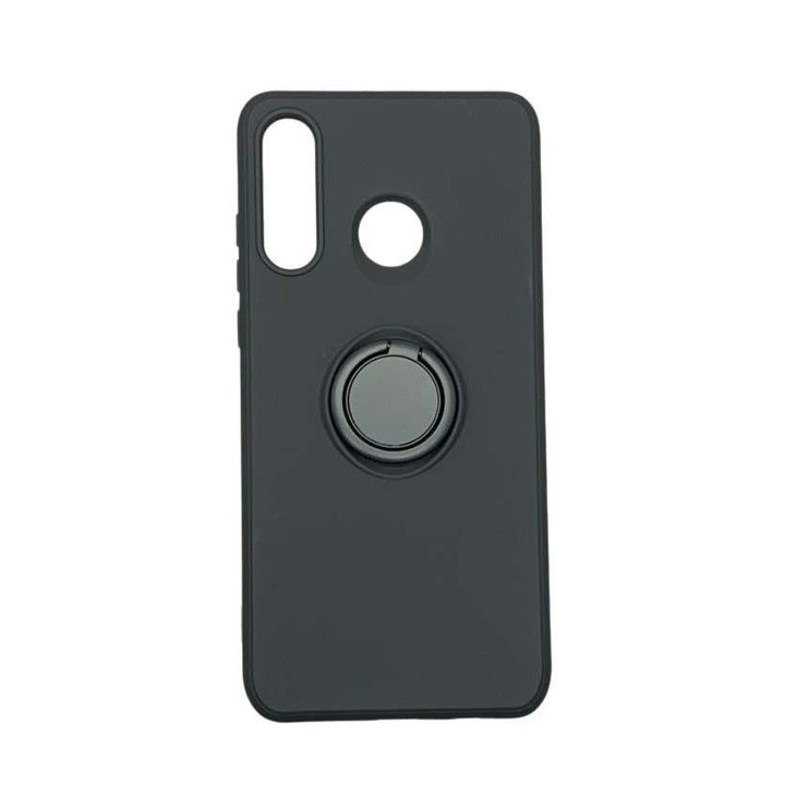 Protectie protectie Southern Sky compatibila cu Huawei P30 Lite Liquid Silicone Ring cu suport rotativ Negru