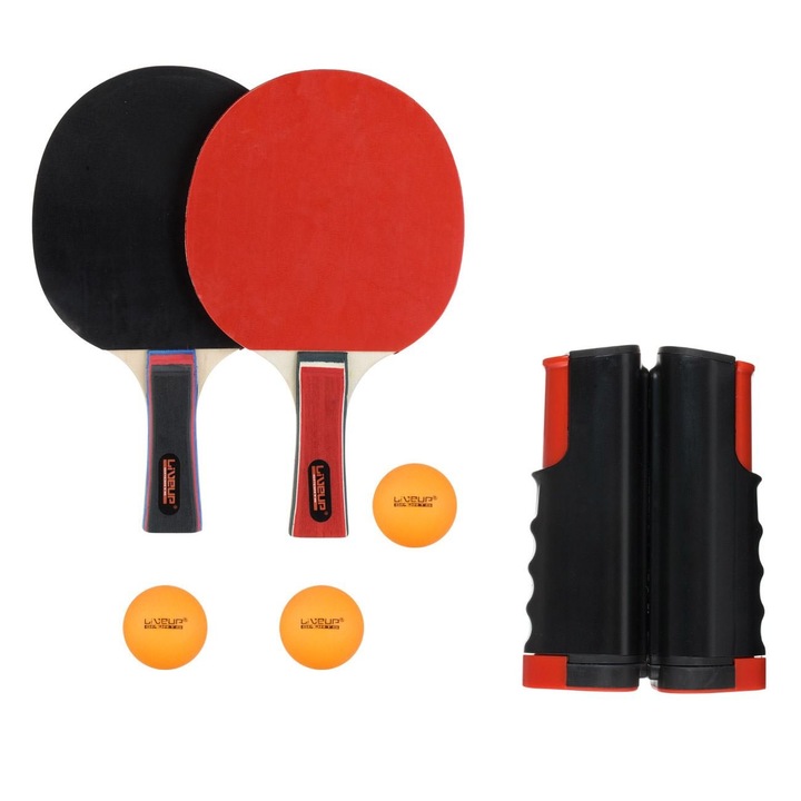 Set tenis de masa LiveUp, 2 palete 15x25cm, 3 mingi 4cm, plasa retractabila 13.5cm, extensibila 1.7m