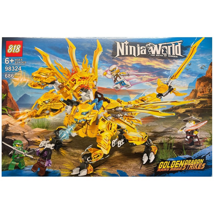Ninja World Ninjago Yellow Dragon építőkészlet, 686 részes