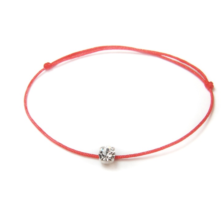 Bratara martisor reglabila cu snur rosu si cristal preciosa