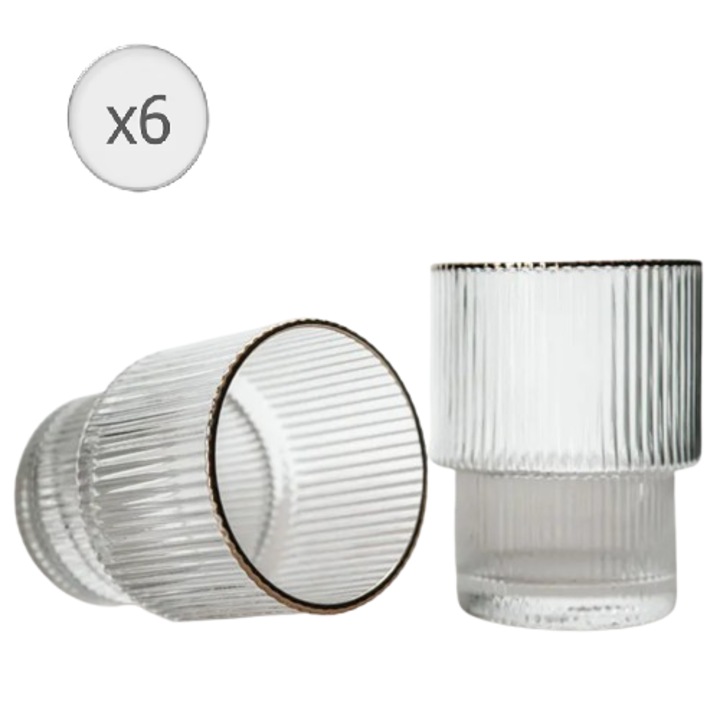 Set 6 pahare din sticla, Dune, 260ml