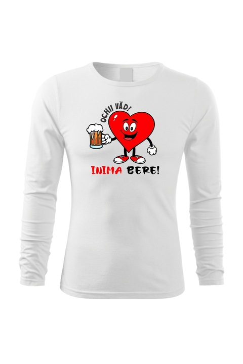 Bluza cu maneca lunga Inima Bere, Alb