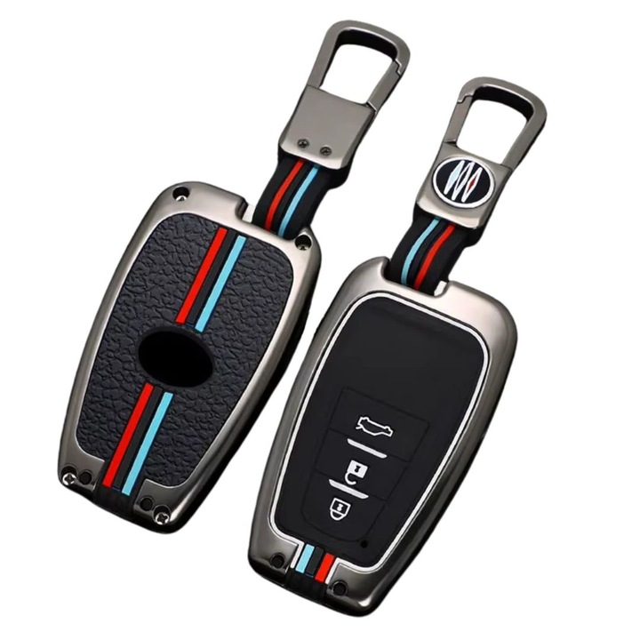 Husa cheie metalica ultrarezistenta AUTOTOB®, 3 butoane Toyota, gun metal gray