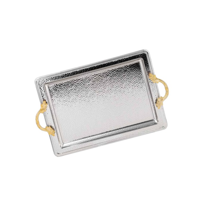 Tava servire dreptunghiulara cu manere Deco Art, 50 x 31 cm, Argintiu