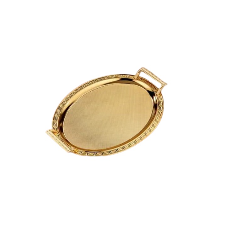 Tava servire ovala cu manere Deco Art, 42 x 28 cm, Auriu