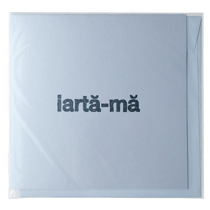 Felicitare cu plic, Iarta-ma, Carton Metalizat Glitter, 15x15 cm