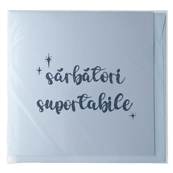 Felicitare cu Plic, Sarbatori Suportabile, Carton Metalizat Glitter, 15x15 cm
