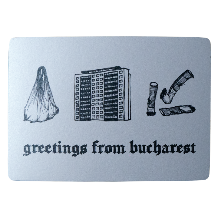 Carte Postala Bucuresti, Greetings From Bucharest, Ilustratii, Carton Metalizat Glitter, 10x15 cm