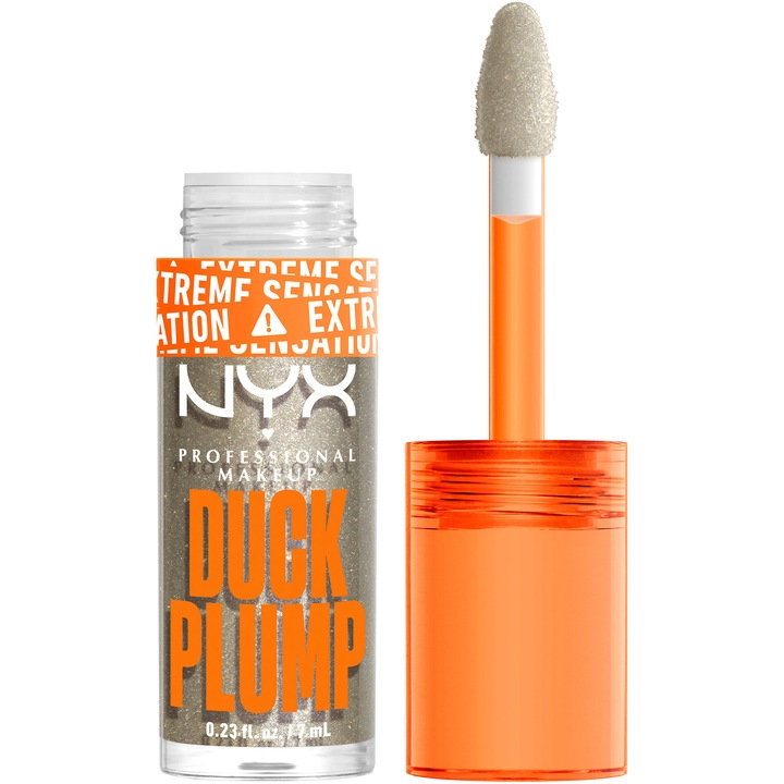 Luciu de buze cu efect de marire si sclipici NYX PM Duck Plump 20 Quazy Silver, 7 ml