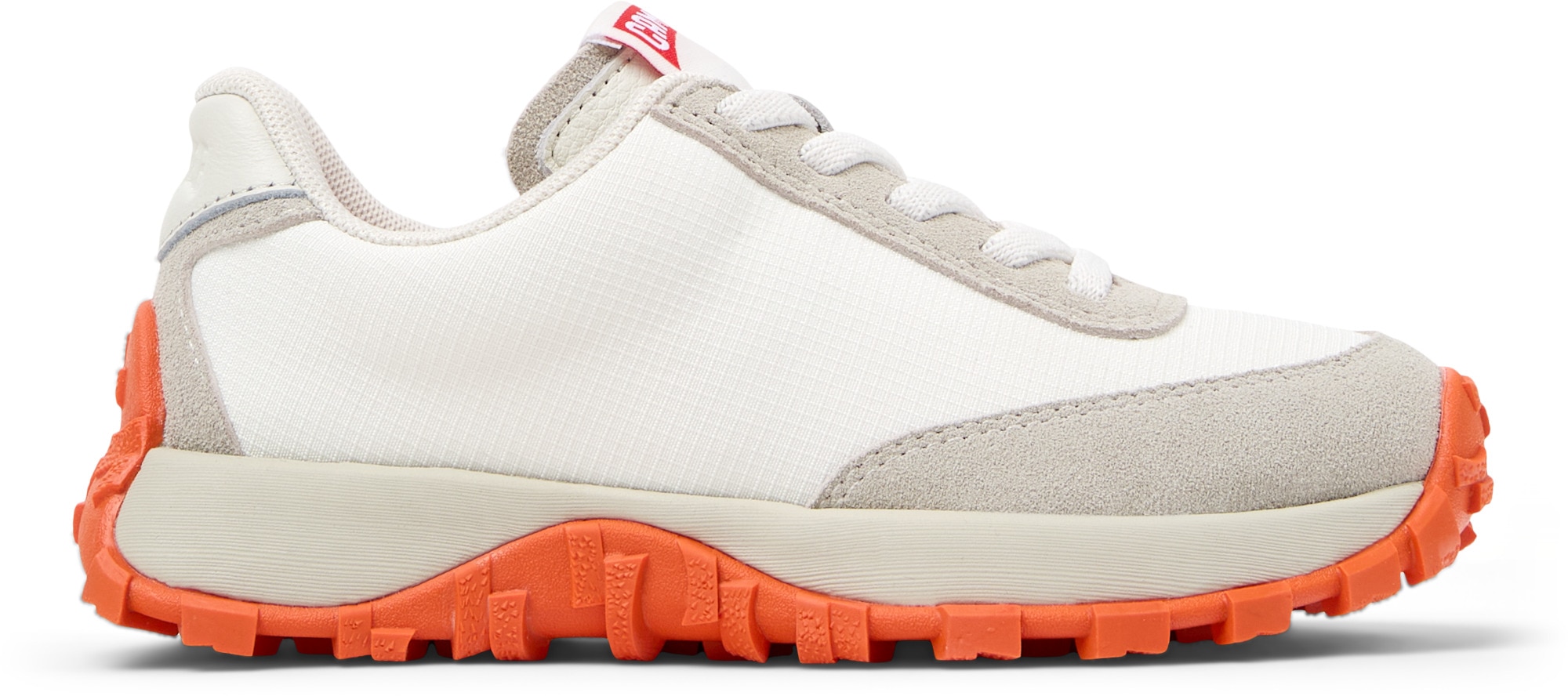 Camper, Pantofi sport de piele intoarsa si piele Drift Trail, Alb, Portocaliu, Maro taupe deschis, 31 EU