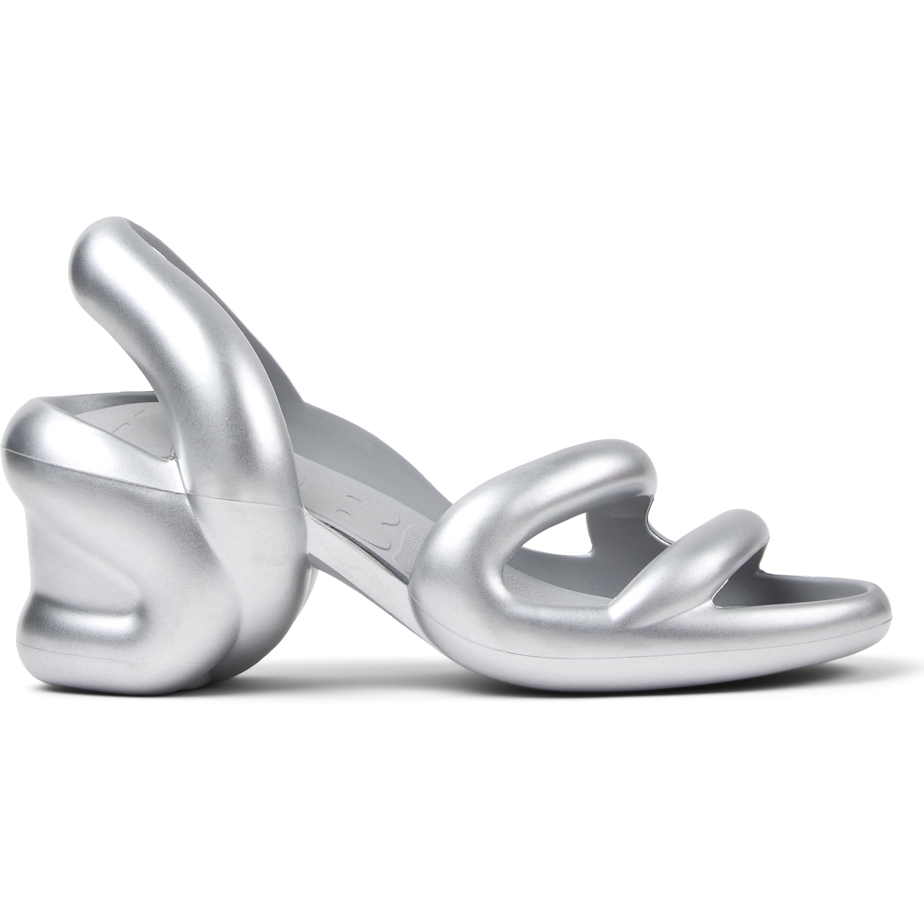 Camper, Sandale slingback cu toc masiv Kobarah, Gri, 44