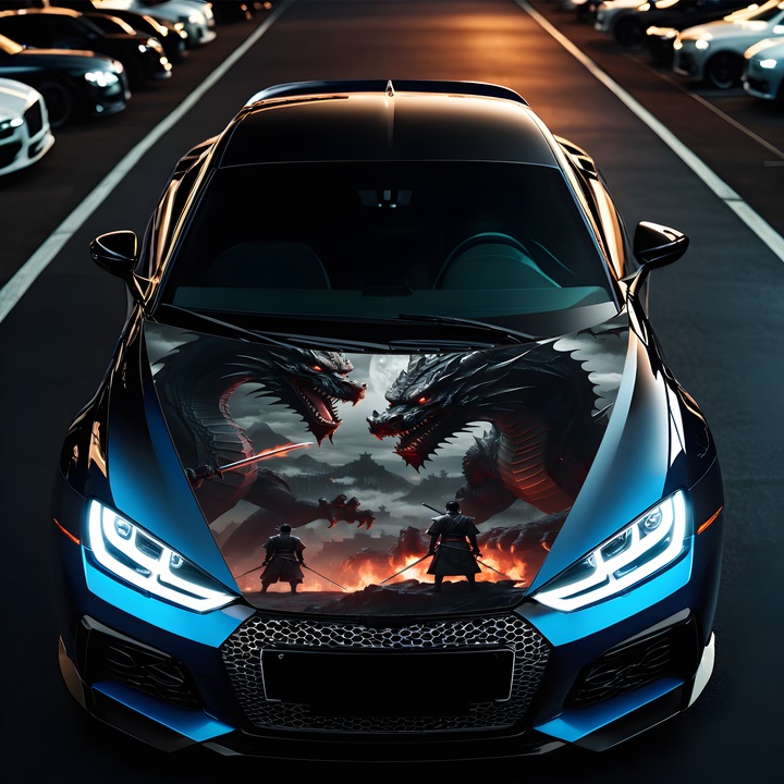 Фолио за автомобилен капак "Hood Art", устойчиво на външни условия, размер M (165 x 120 см) - Код: AVX-CAPOTA-022M