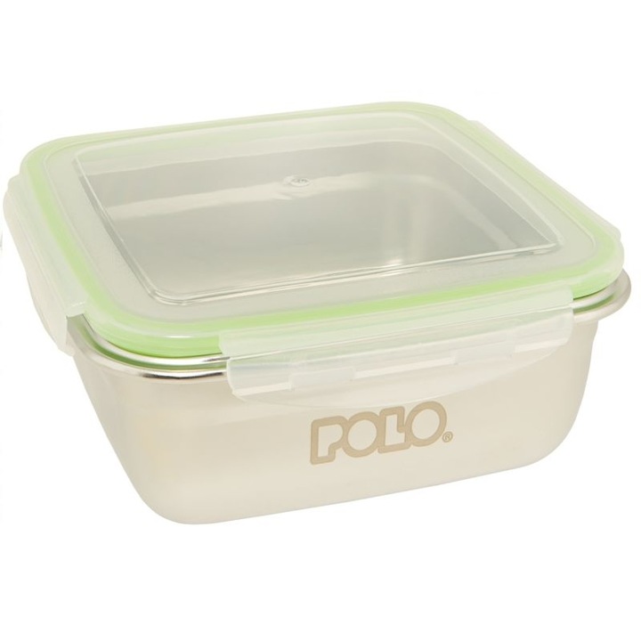 Cutie alimentara Polo, inox, 1200ml, 18.8x7.2x19cm, transparent