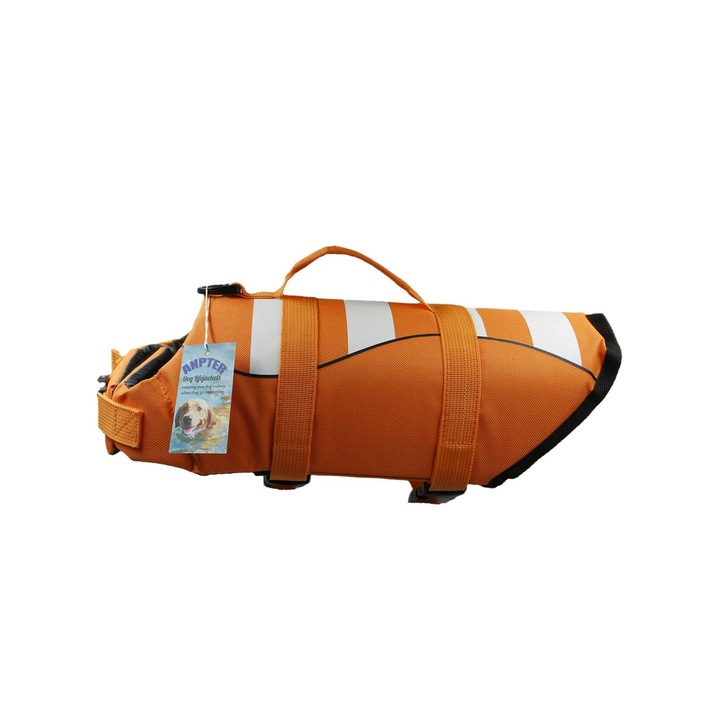 Vesta de apa pentru caini, cu dungi reflectorizante, Portocaliu, marimea M, 10-18kg, ANPTER