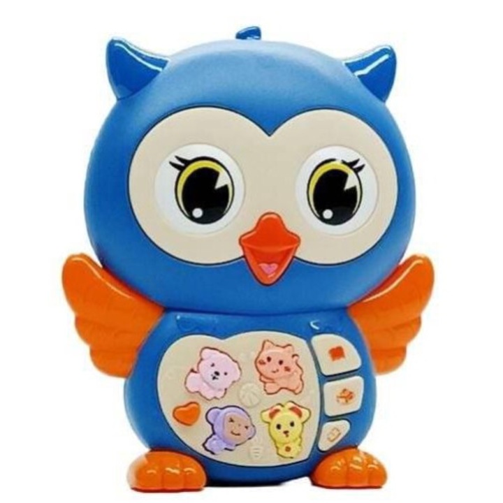 Interaktív zenés bagoly babáknak, kék