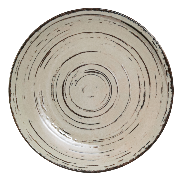 Farfurie desert, 20 cm, Stone, Cesiro, Alb Ivoire cu linii maro