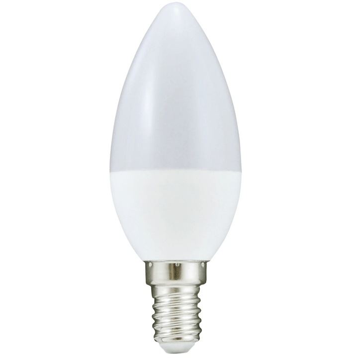LED крушка E14, Polux, 7 W, 640 lm, 3000K, бяла