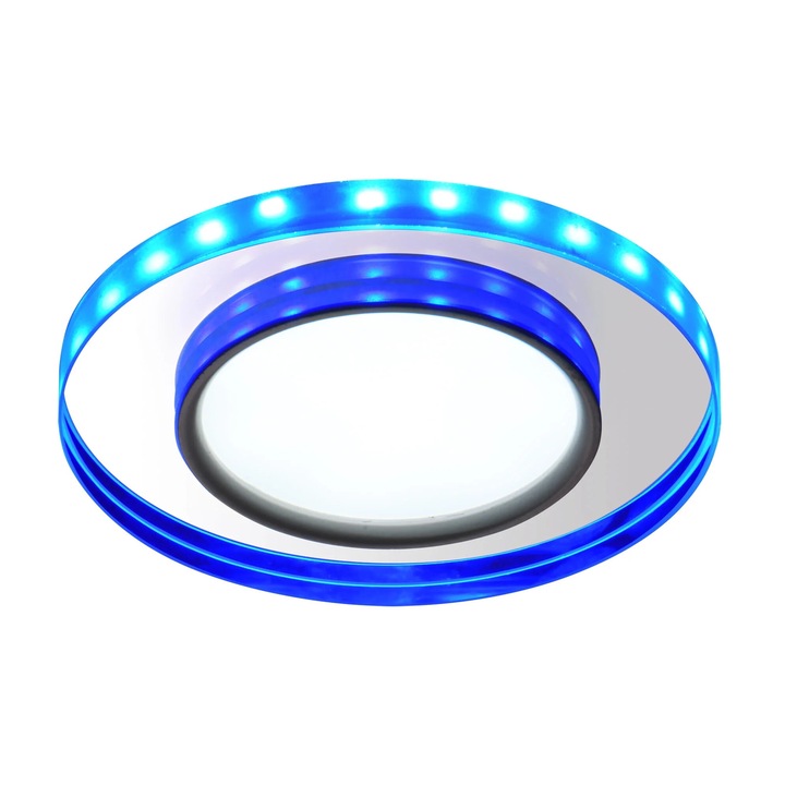 Вграден LED прожектор, Candellux, 8W, 500lm, 6000K, Сребрист/Прозрачен/Син, 11x11x3.7 см, комплект със захранване