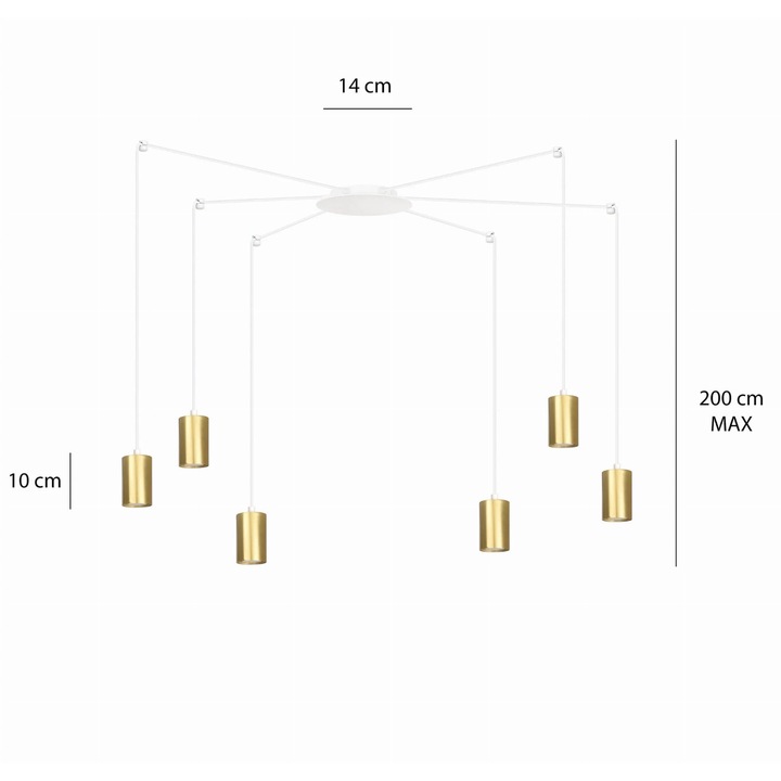 Emibig полилей, TRAKER, 6xGU10, 30W, 300cm, водоустойчив IP20, метал, бяло/злато