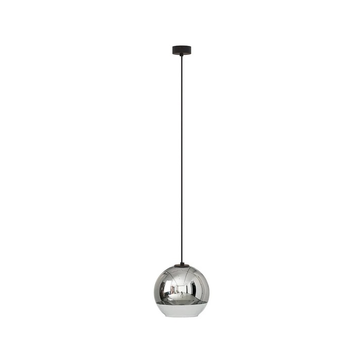 Lampa suspendata GLOBE, crom, sticla, 18x20cm, pentru dormitor