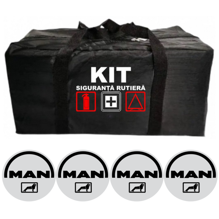 Geantă depozitare kit siguranță rutieră, 4 stickere autoadezive, dimensiuni optime, material rezistent